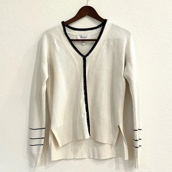 Derek Lam 10 Crosby Ivory Crochet Pipe Trim Pullover Sweater Cotton Cashmere - Picture 6 of 10